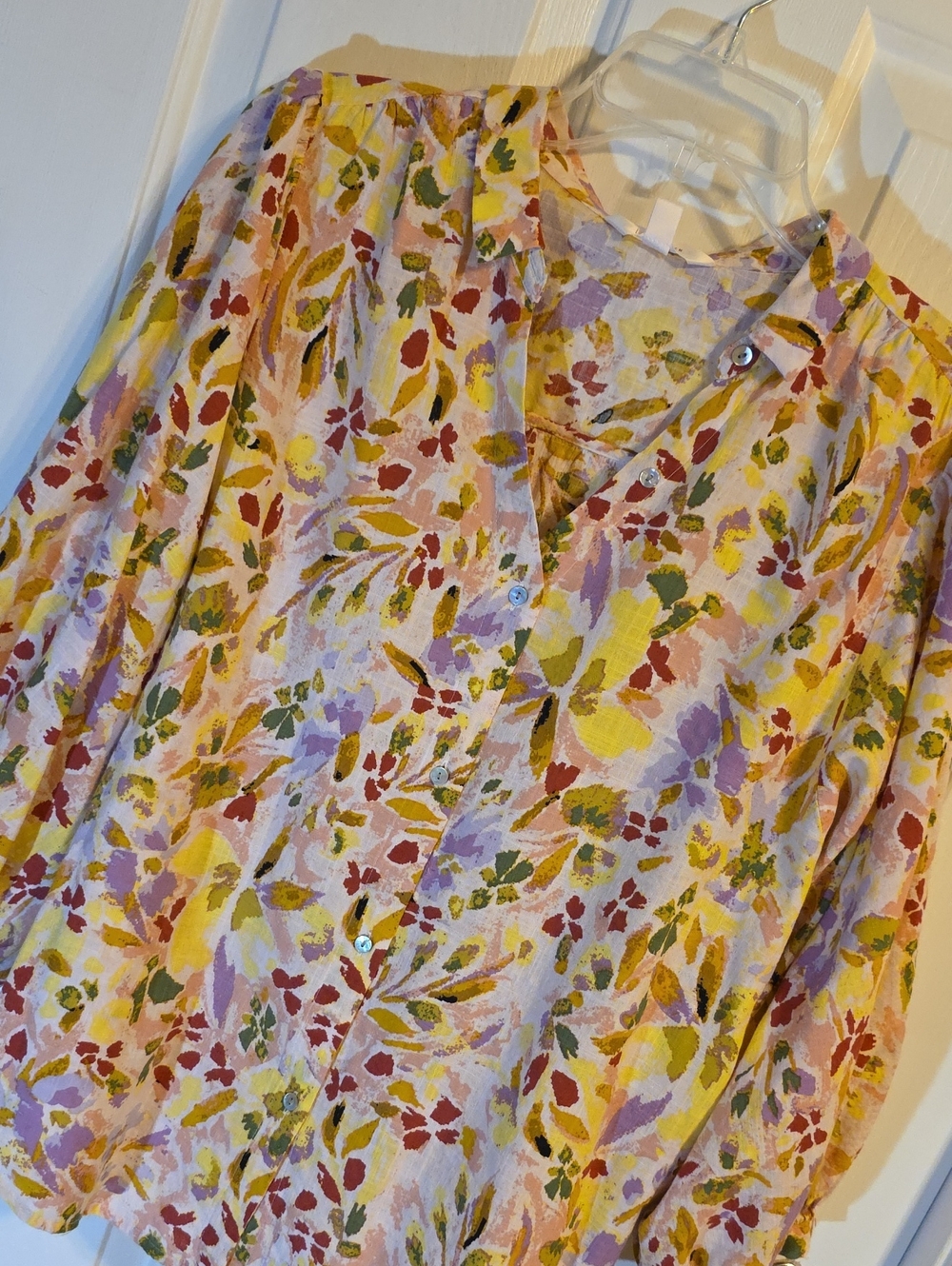 LC Lauren Conrad Floral Button-Down Blouse in Yellow, Pink & Green
